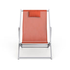 Sunset Modern Lightweight Sling Folding Patio Lounge Chair With Headrest for Outdoor Pool Beach Porch Backyard