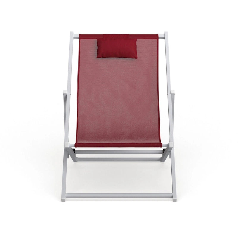 Sunset Modern Lightweight Sling Folding Patio Lounge Chair With Headrest for Outdoor Pool Beach Porch Backyard
