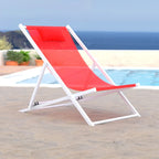 Sunset Modern Lightweight Sling Folding Patio Lounge Chair With Headrest for Outdoor Pool Beach Porch Backyard