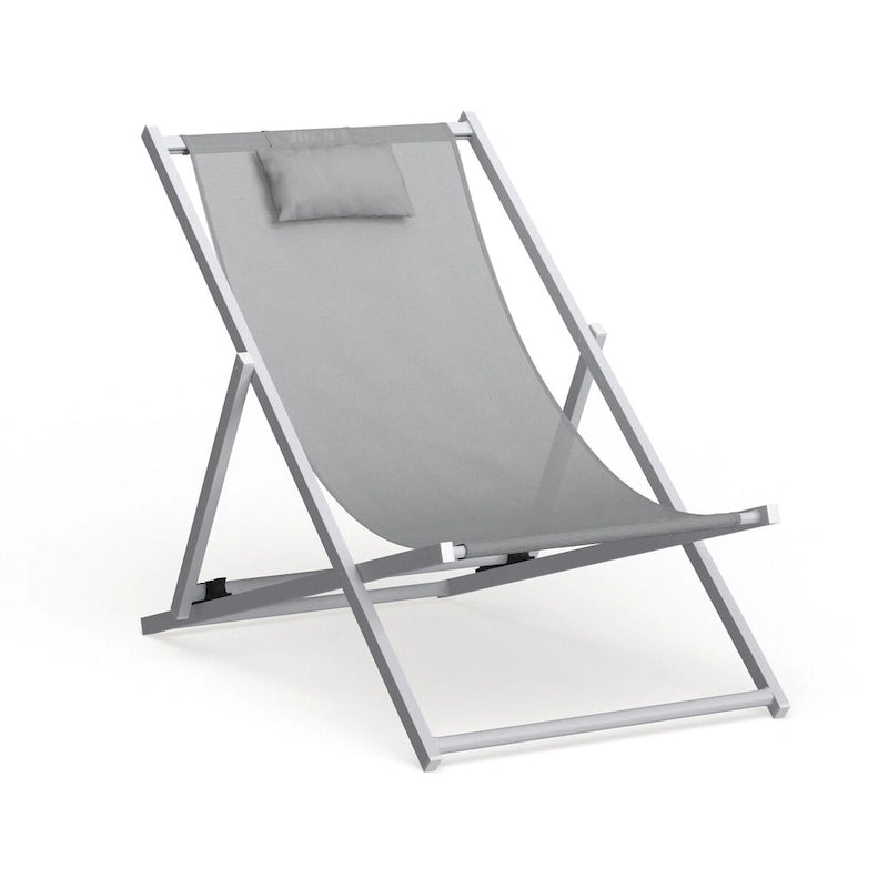 Sunset Modern Lightweight Sling Folding Patio Lounge Chair With Headrest for Outdoor Pool Beach Porch Backyard