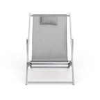 Sunset Modern Lightweight Sling Folding Patio Lounge Chair With Headrest for Outdoor Pool Beach Porch Backyard
