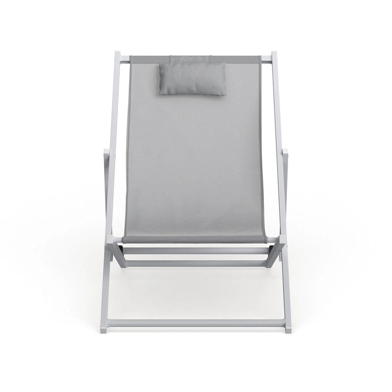 Sunset Modern Lightweight Sling Folding Patio Lounge Chair With Headrest for Outdoor Pool Beach Porch Backyard