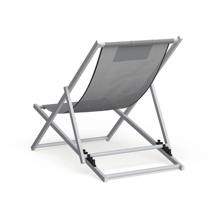 Sunset Modern Lightweight Sling Folding Patio Lounge Chair With Headrest for Outdoor Pool Beach Porch Backyard
