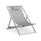 Sunset Modern Lightweight Sling Folding Patio Lounge Chair With Headrest for Outdoor Pool Beach Porch Backyard
