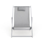 Sunset Modern Lightweight Sling Folding Patio Lounge Chair With Headrest for Outdoor Pool Beach Porch Backyard