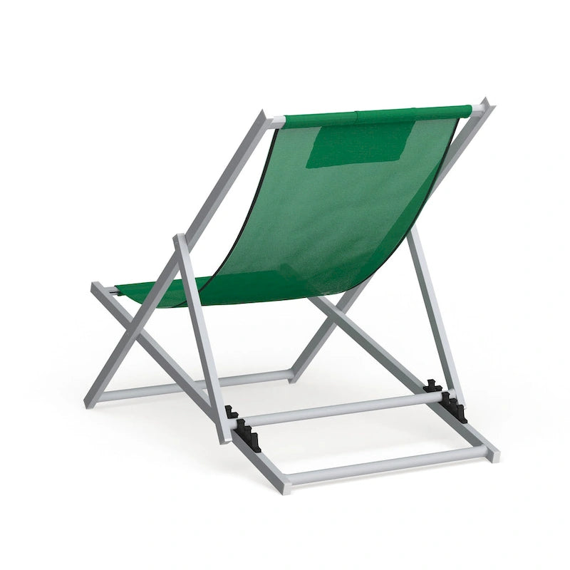 Sunset Modern Lightweight Sling Folding Patio Lounge Chair With Headrest for Outdoor Pool Beach Porch Backyard
