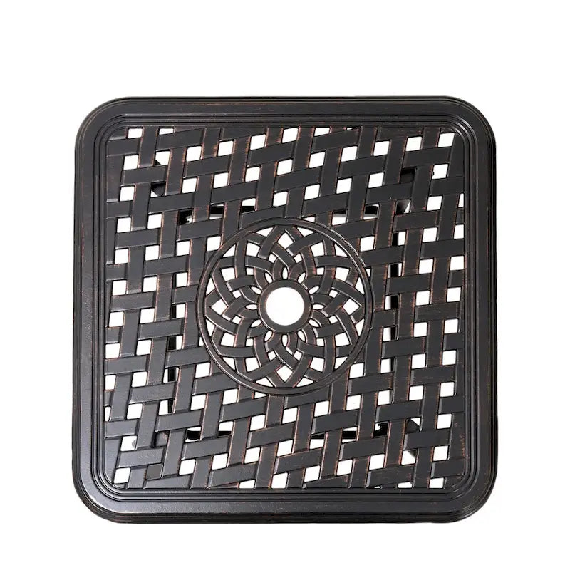 VredHom Cast Aluminum Square Side Table Outdoor with Umbrella Hole - 24.02 L x 24.02 W x 17.52 H