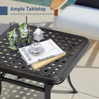 VredHom Cast Aluminum Square Side Table Outdoor with Umbrella Hole - 24.02 L x 24.02 W x 17.52 H