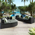Gray 7-Piece All-Weather PE Wicker Outdoor Conversation Modular Sofa Set