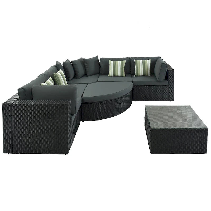 Gray 7-Piece All-Weather PE Wicker Outdoor Conversation Modular Sofa Set