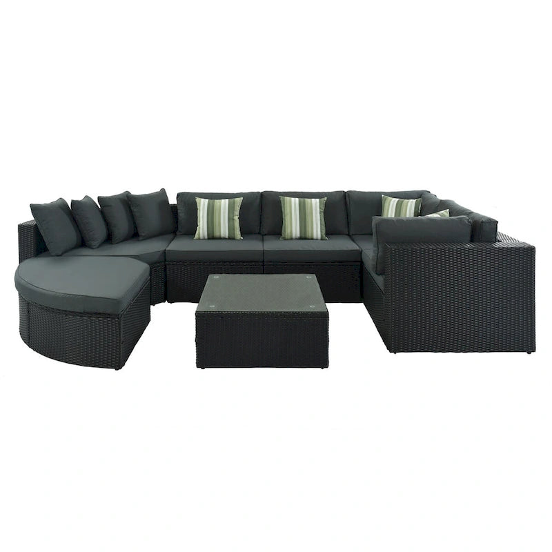 Gray 7-Piece All-Weather PE Wicker Outdoor Conversation Modular Sofa Set