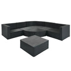 Gray 7-Piece All-Weather PE Wicker Outdoor Conversation Modular Sofa Set
