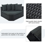 Gray 7-Piece All-Weather PE Wicker Outdoor Conversation Modular Sofa Set