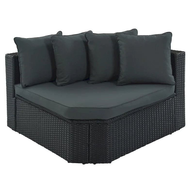 Gray 7-Piece All-Weather PE Wicker Outdoor Conversation Modular Sofa Set