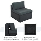 Gray 7-Piece All-Weather PE Wicker Outdoor Conversation Modular Sofa Set