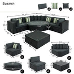 Gray 7-Piece All-Weather PE Wicker Outdoor Conversation Modular Sofa Set