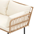 Moasis 4 Pieces Patio Conversation Set,5 Seater Wicker Sectional L-Shaped Sofa with Cushions and Side Table
