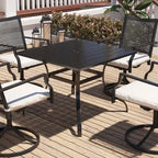 Steel square dining table for terrace