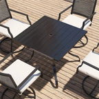 Steel square dining table for terrace