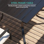 Steel square dining table for terrace