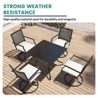Steel square dining table for terrace