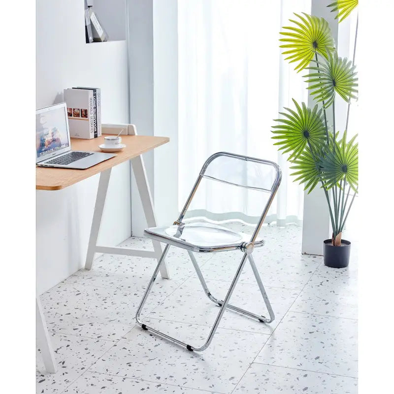 Clear Transparent Folding Chair Chair 1 Pc Plastic Living Room Seat - 18.50L * 16.33W * 29.52