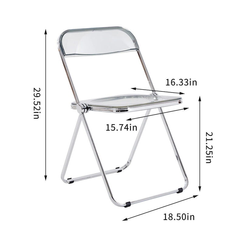 Clear Transparent Folding Chair Chair 1 Pc Plastic Living Room Seat - 18.50L * 16.33W * 29.52