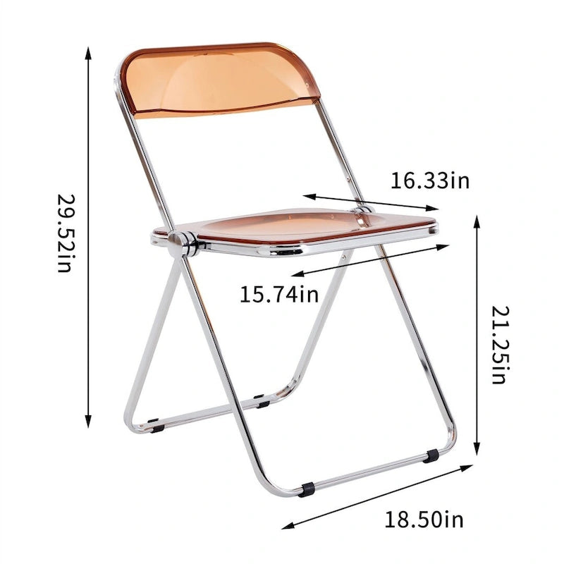 Clear Transparent Folding Chair Chair 1 Pc Plastic Living Room Seat - 18.50L * 16.33W * 29.52