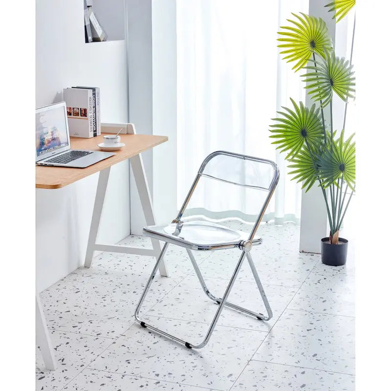 Clear Transparent Folding Chair Chair 1 Pc Plastic Living Room Seat - 18.50L * 16.33W * 29.52