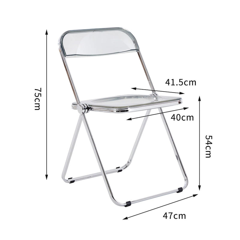 Clear Transparent Folding Chair Chair 1 Pc Plastic Living Room Seat - 18.50L * 16.33W * 29.52