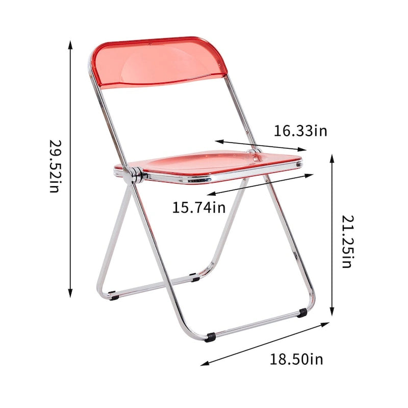 Clear Transparent Folding Chair Chair 1 Pc Plastic Living Room Seat - 18.50L * 16.33W * 29.52