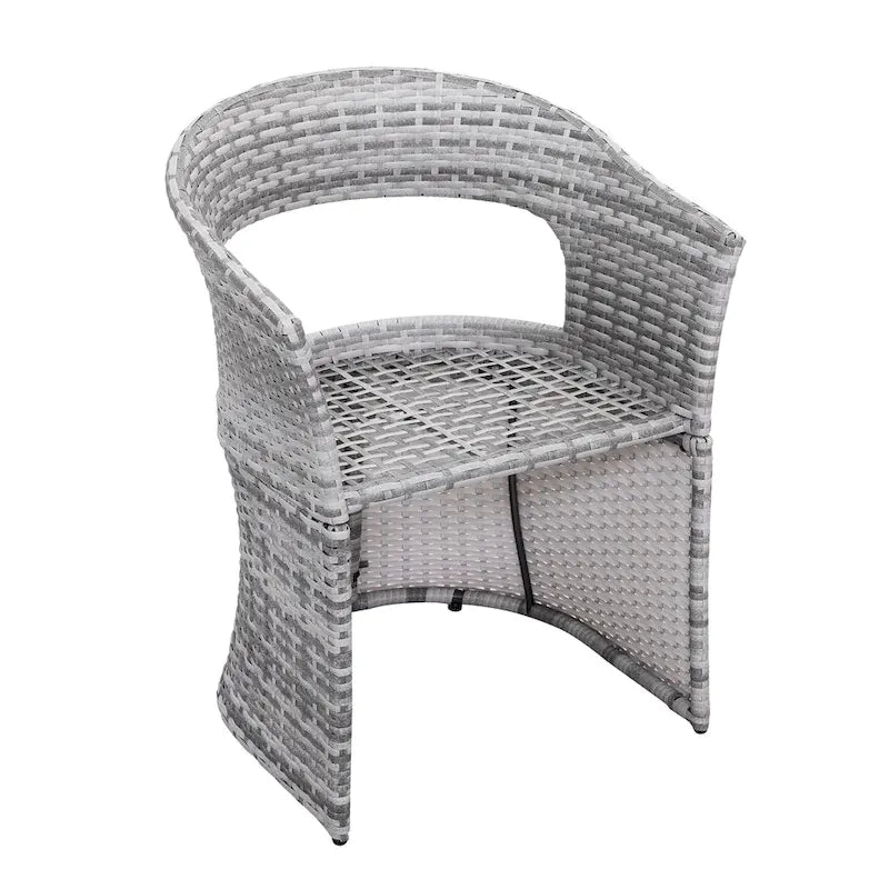 Outdoor Patio 3-Piece Bistro Set, Iron and Rattan Frame, Gray