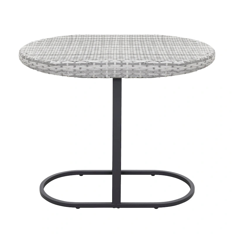Outdoor Patio 3-Piece Bistro Set, Iron and Rattan Frame, Gray
