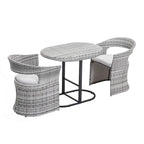 Outdoor Patio 3-Piece Bistro Set, Iron and Rattan Frame, Gray