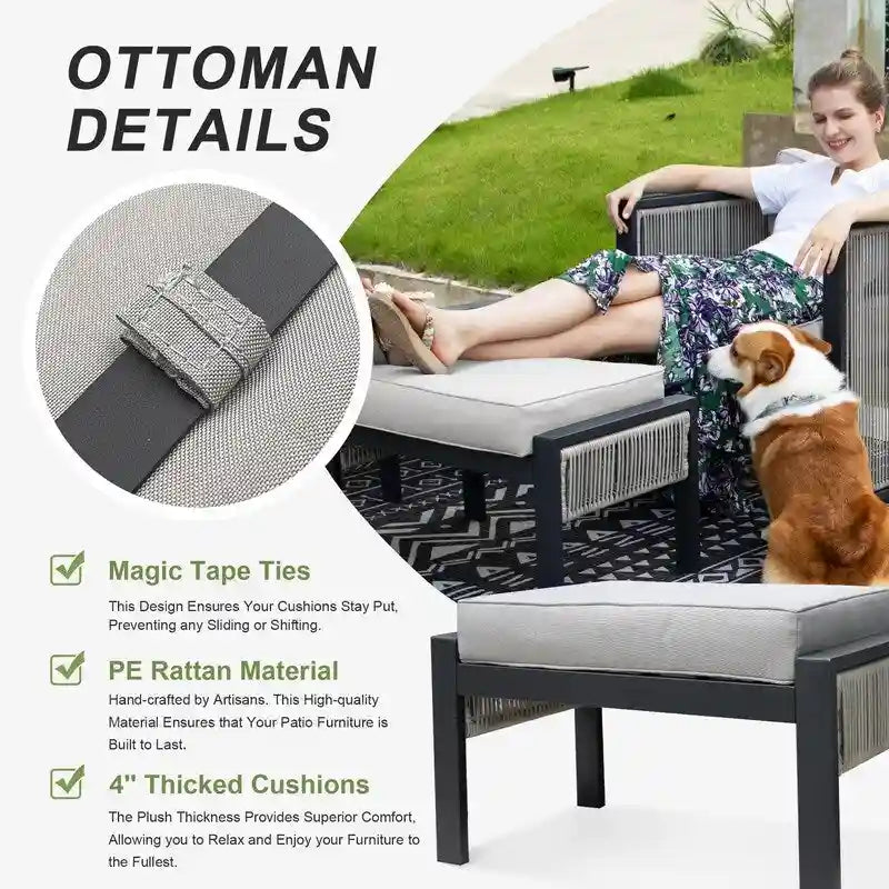 FINCATI Outdoor Patio Furniture Sectional Sofa Set Wicker Modern Seating Chair