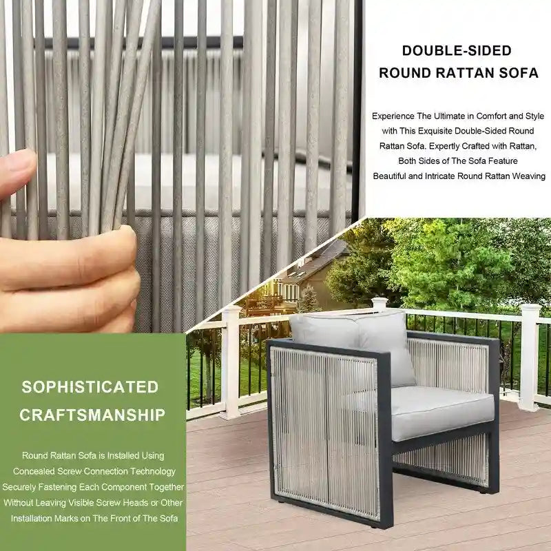 FINCATI Outdoor Patio Furniture Sectional Sofa Set Wicker Modern Seating Chair