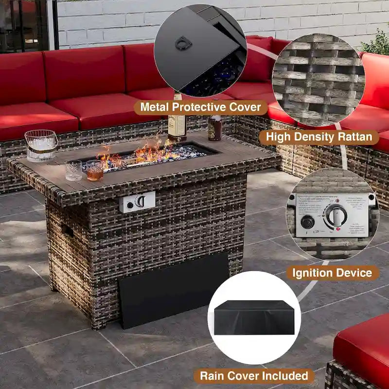 8-Piece Patio Furniture Set with 40 Fire Pit Table