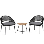 Outdoor 3 Piece Upholstered Wicker Patio Furniture Chair Modern Parlor Set