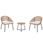 Outdoor 3 Piece Upholstered Wicker Patio Furniture Chair Modern Parlor Set