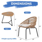 Outdoor 3 Piece Upholstered Wicker Patio Furniture Chair Modern Parlor Set
