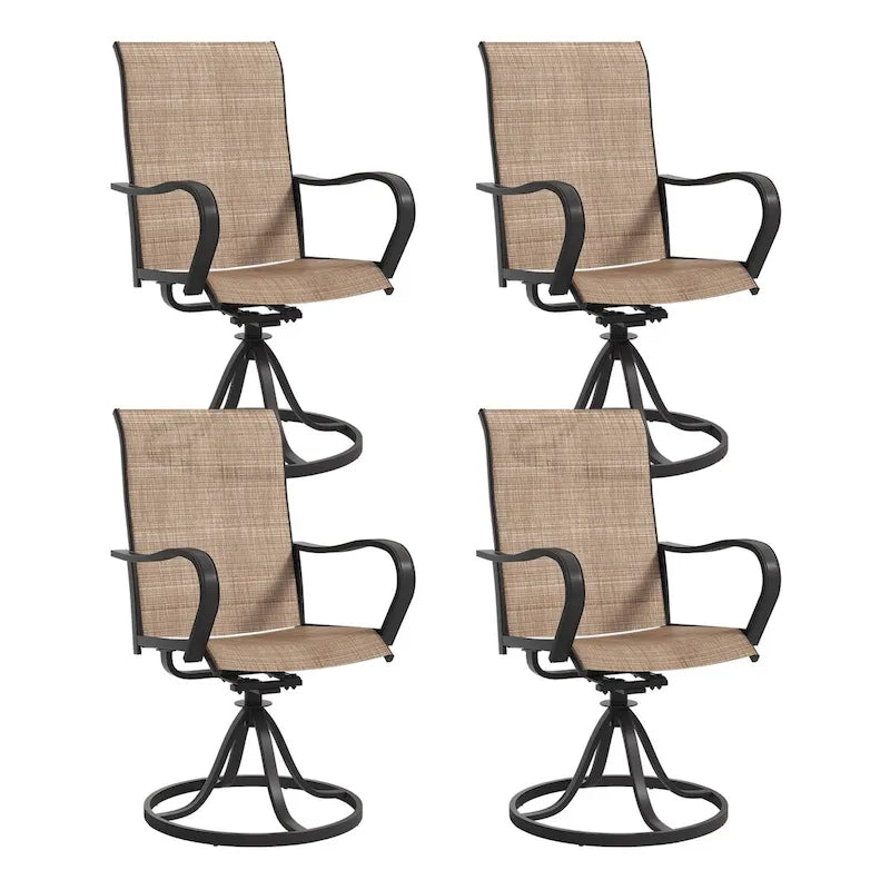 Patio Swivel Chairs,Outdoor Textilene Rocking Dining Chairs Porch Chairs with Armrest