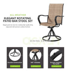 Patio Swivel Chairs,Outdoor Textilene Rocking Dining Chairs Porch Chairs with Armrest