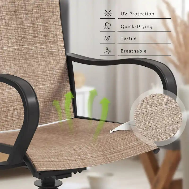 Patio Swivel Chairs,Outdoor Textilene Rocking Dining Chairs Porch Chairs with Armrest