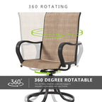 Patio Swivel Chairs,Outdoor Textilene Rocking Dining Chairs Porch Chairs with Armrest