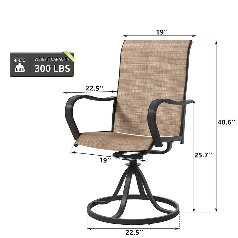 Patio Swivel Chairs,Outdoor Textilene Rocking Dining Chairs Porch Chairs with Armrest