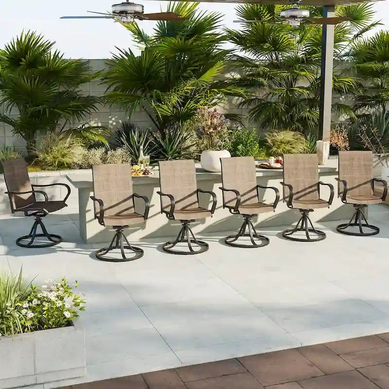 Patio Swivel Chairs,Outdoor Textilene Rocking Dining Chairs Porch Chairs with Armrest