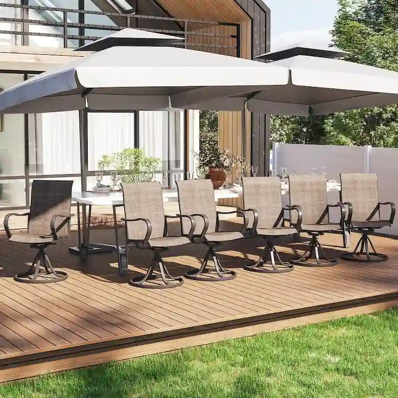 Patio Swivel Chairs,Outdoor Textilene Rocking Dining Chairs Porch Chairs with Armrest