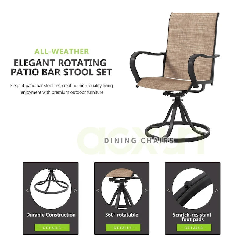 Patio Swivel Chairs,Outdoor Textilene Rocking Dining Chairs Porch Chairs with Armrest