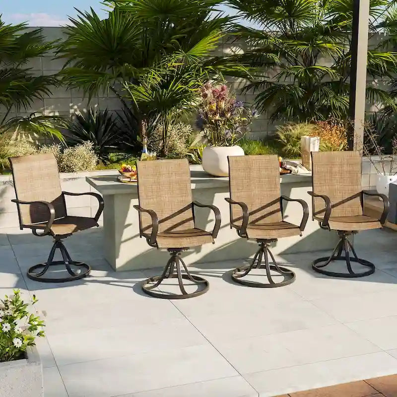 Patio Swivel Chairs,Outdoor Textilene Rocking Dining Chairs Porch Chairs with Armrest
