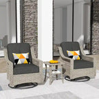 HOOOWOOO 3-piece Outdoor Patio Swivel Rocker Chairs with Side Table